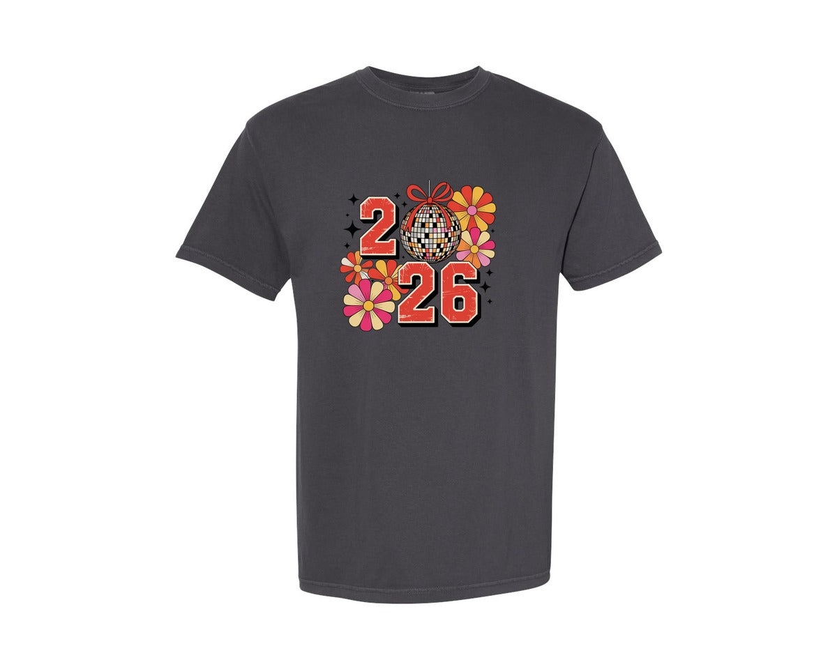 brand:Comfort Colors|color:Graphite|Floral New Year 2026 New Year 2026 Graphic T-Shirt