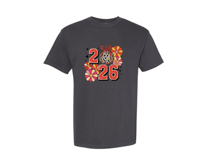 brand:Comfort Colors|color:Graphite|Floral New Year 2026 New Year 2026 Graphic T-Shirt