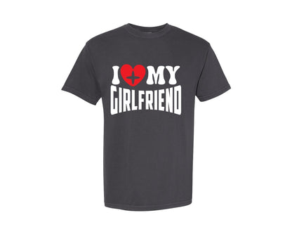 brand:Comfort Colors|color:Graphite|I Lovemy Girlfriend Vector Tshirt Design Graphic T-Shirt