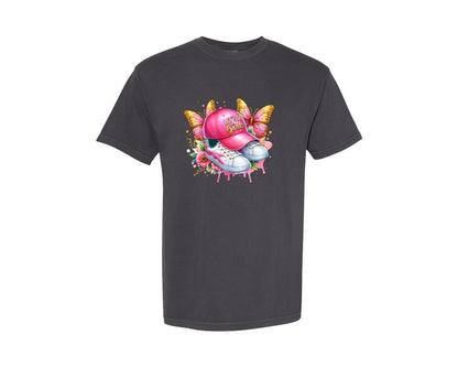 brand:Comfort Colors|color:Graphite|Lets Go Girls Butterfly Graphic T-Shirt