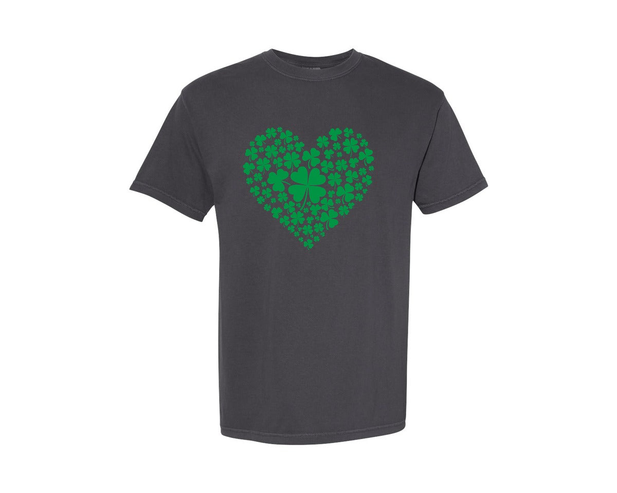 brand:Comfort Colors|color:Graphite|Shamrock Heart Graphic T-Shirt