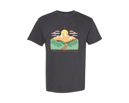 brand:Comfort Colors|color:Graphite|Faith Can Move Mountains Christian Quote 2 Graphic T-Shirt
