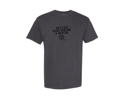 brand:Comfort Colors|color:Graphite|Cat Yarn Lover Funny Cat Graphic T-Shirt