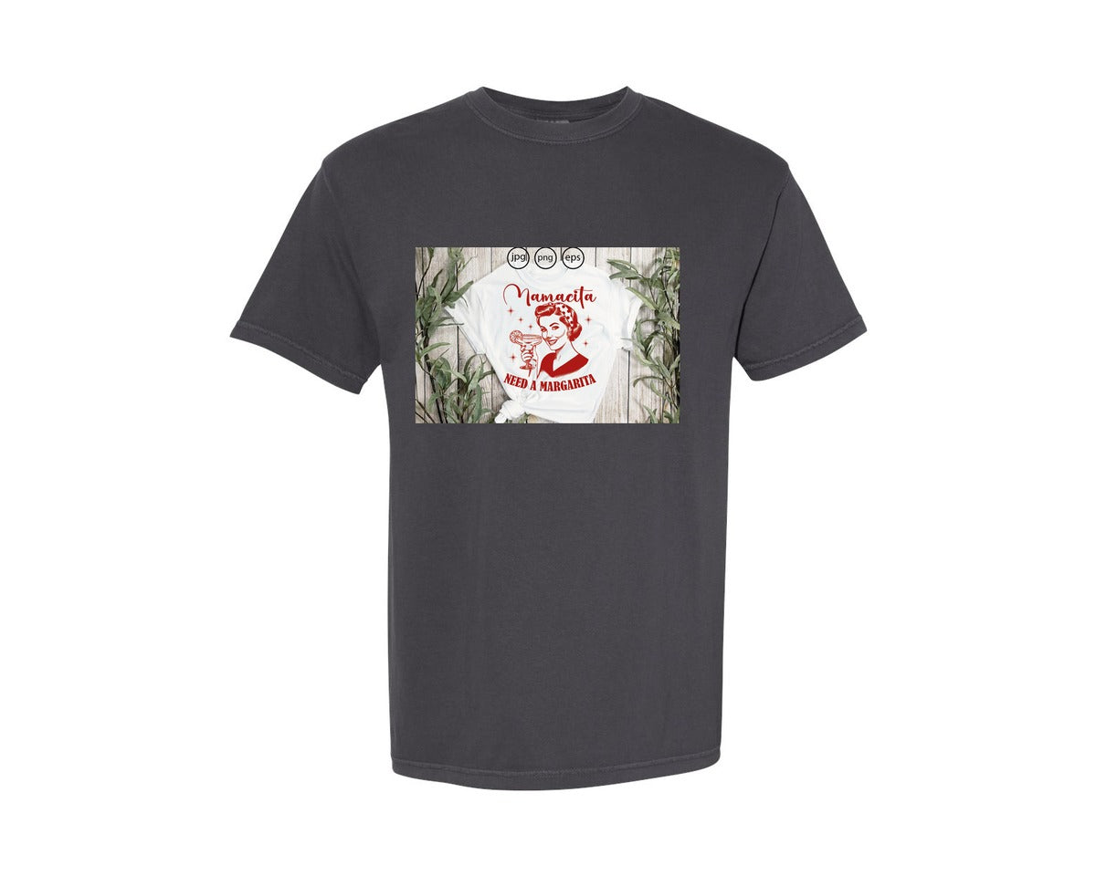brand:Comfort Colors|color:Graphite|Mamacita Needs A Margarita 26 Graphic T-Shirt