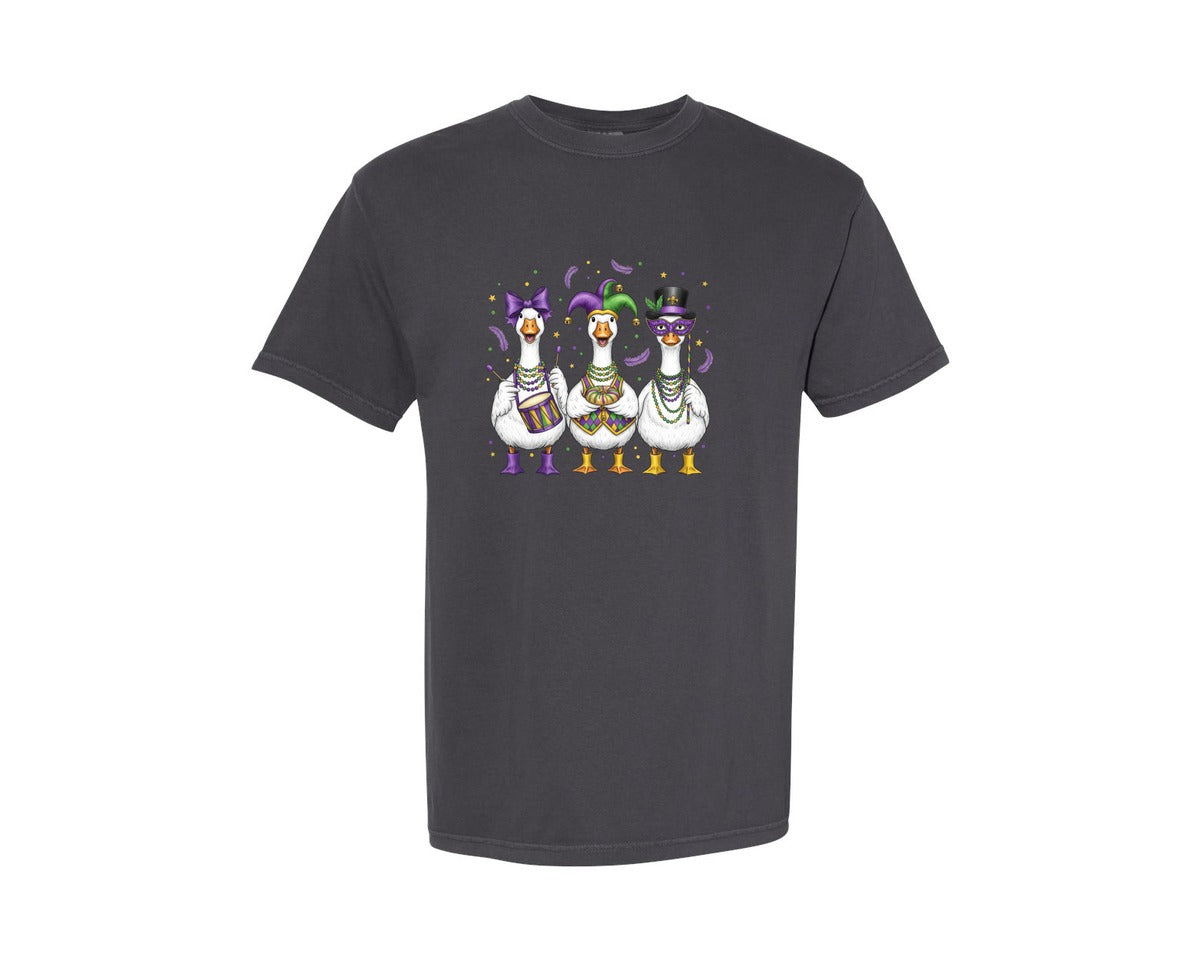 brand:Comfort Colors|color:Graphite|Mardi Gras Carnival Goose Graphic T-Shirt