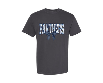 brand:Comfort Colors|color:Graphite|Panthers With Blue Bow Graphic T-Shirt