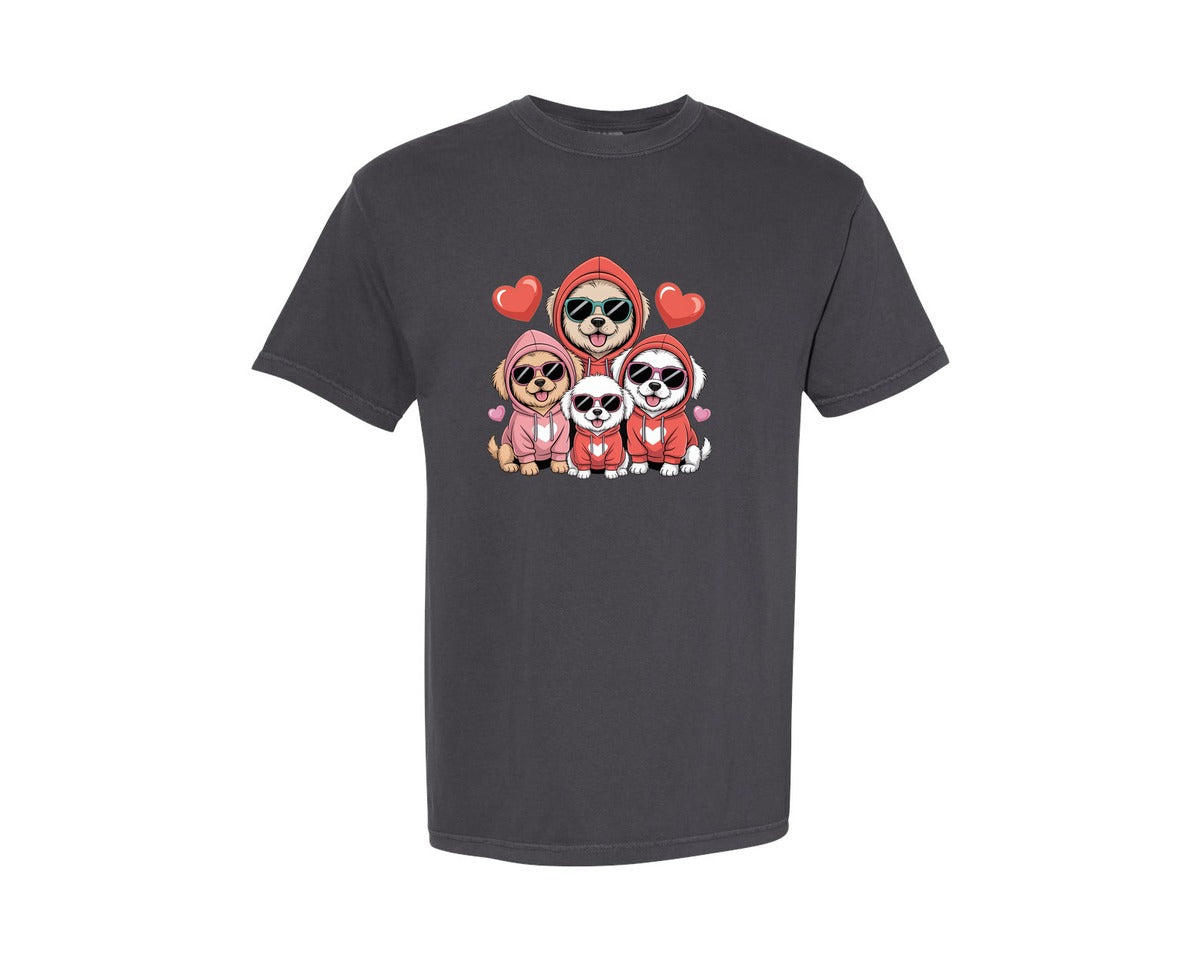 brand:Comfort Colors|color:Graphite|Valentine Goldendoodle Graphic T-Shirt