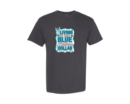 brand:Comfort Colors|color:Graphite|Blue Collar Dollar Preppy Western Graphic T-Shirt
