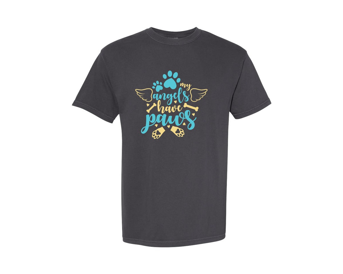 brand:Comfort Colors|color:Graphite|My Angels Have Paws Cut File Design 2 Graphic T-Shirt