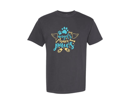 brand:Comfort Colors|color:Graphite|My Angels Have Paws Cut File Design 2 Graphic T-Shirt
