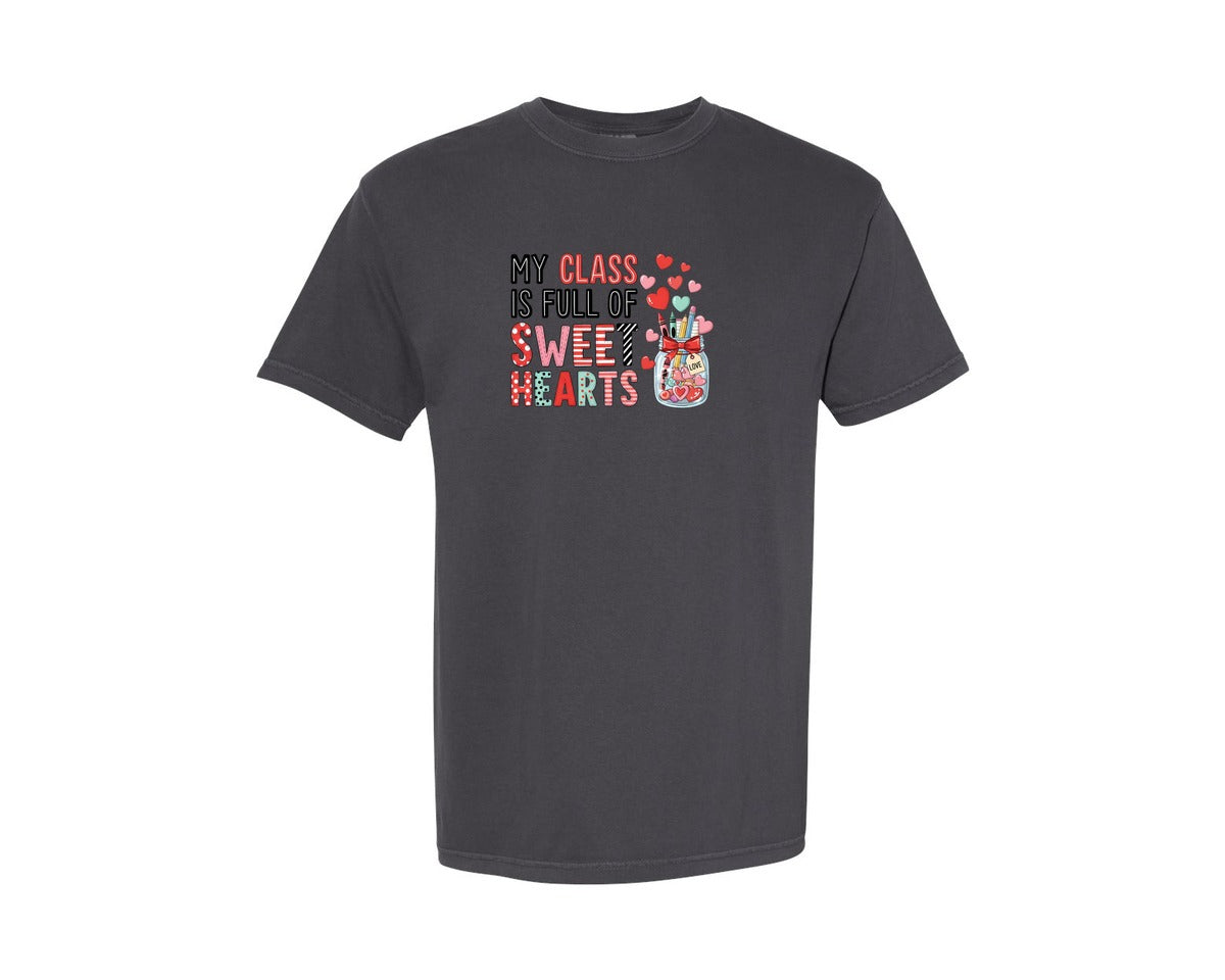 brand:Comfort Colors|color:Graphite|Teacher Valentine Classroom Love Graphic T-Shirt