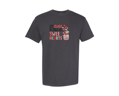 brand:Comfort Colors|color:Graphite|Teacher Valentine Classroom Love Graphic T-Shirt