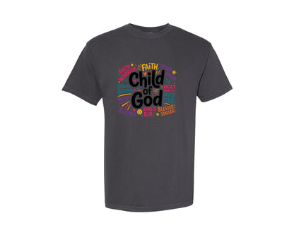 brand:Comfort Colors|color:Graphite|Christian Faith Colorful Graphic T-Shirt