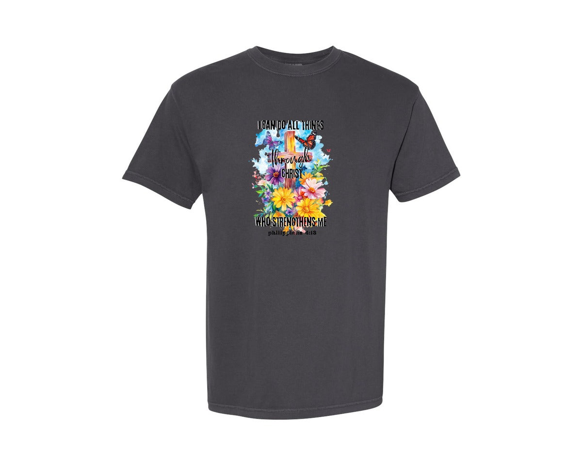 brand:Comfort Colors|color:Graphite|I Can Do All Things Through Christ 20 Graphic T-Shirt