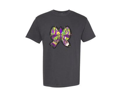 brand:Comfort Colors|color:Graphite|Teaching Is A Work Of Heart Mardi Gras Graphic T-Shirt