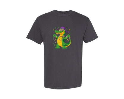 brand:Comfort Colors|color:Graphite|Mardi Gras Alligator 9 Graphic T-Shirt
