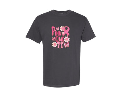 brand:Comfort Colors|color:Graphite|Pink Out Breast Cancer Awareness Graphic T-Shirt