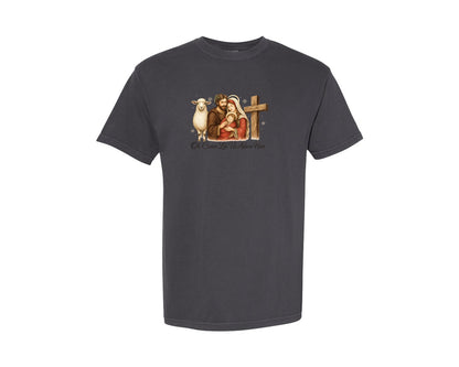 brand:Comfort Colors|color:Graphite|Oh Come Let Us Adore Him 47 Graphic T-Shirt