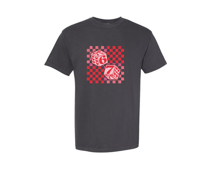 brand:Comfort Colors|color:Graphite|Six Seven Valentine Bow Dice 67 Graphic T-Shirt