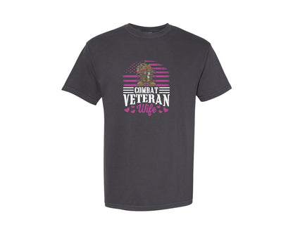 brand:Comfort Colors|color:Graphite|Combat Veteran Wife Veterans Day T Shirt Graphic T-Shirt
