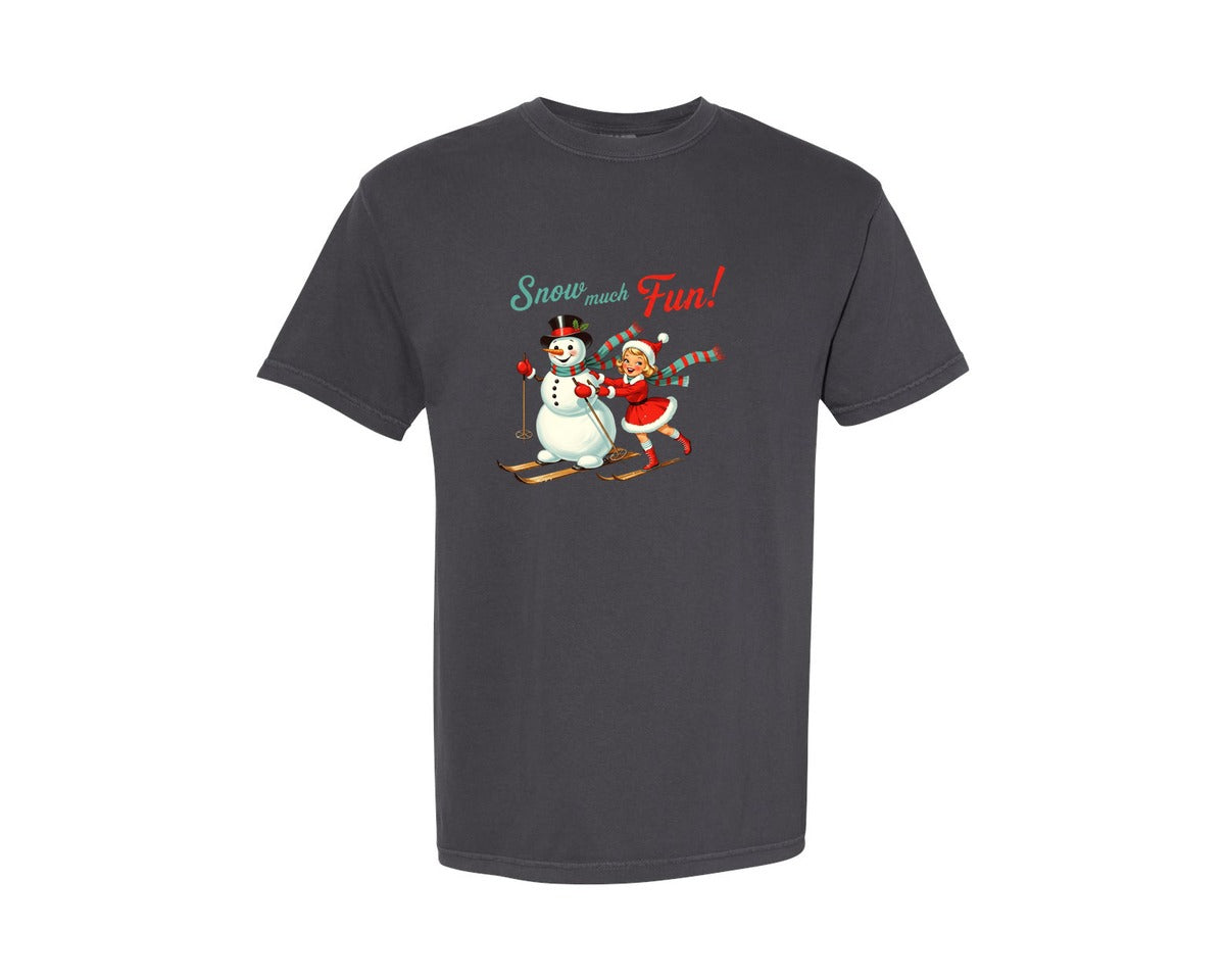 brand:Comfort Colors|color:Graphite|Vintage Christmas Snow 3 Graphic T-Shirt
