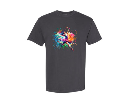 brand:Comfort Colors|color:Graphite|Colorful Dancing Girl Dancer Graphic T-Shirt