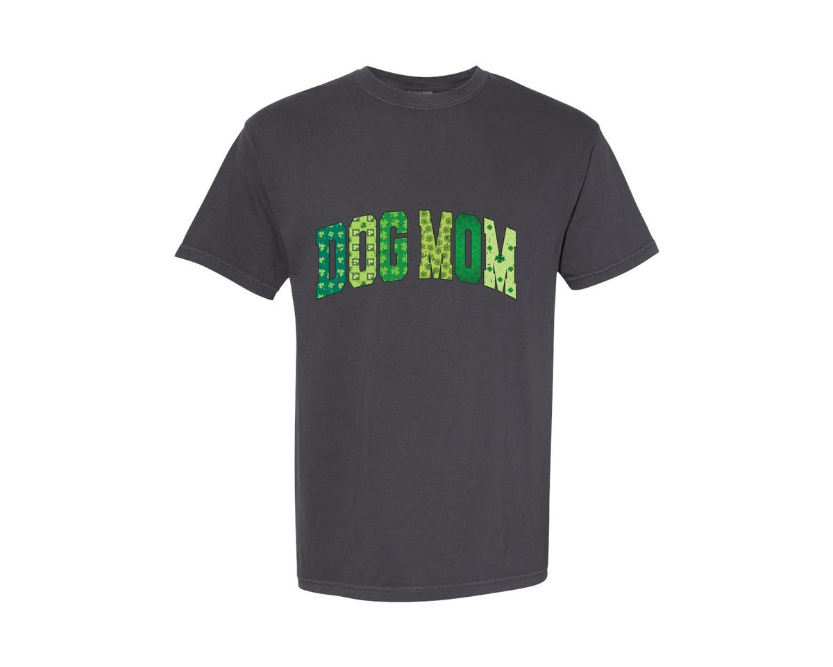brand:Comfort Colors|color:Graphite|Dog Mom St Patricks Day Lucky Mama Graphic T-Shirt