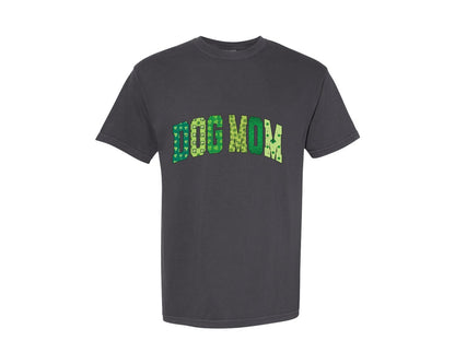 brand:Comfort Colors|color:Graphite|Dog Mom St Patricks Day Lucky Mama Graphic T-Shirt