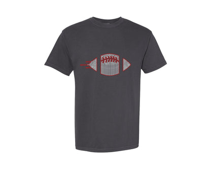 brand:Comfort Colors|color:Graphite|About Printable Football Rhinestone Temp 2 Graphic T-Shirt
