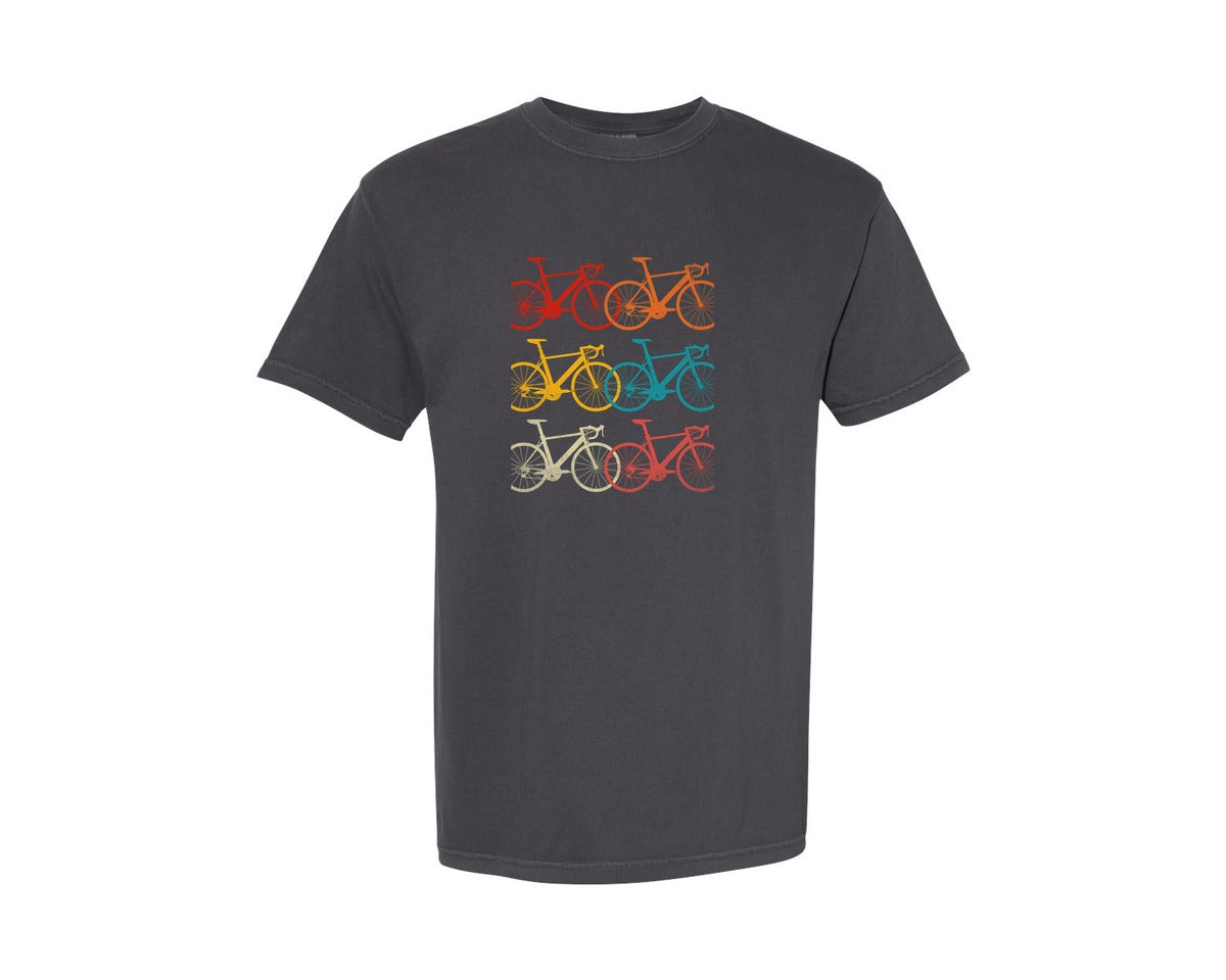 brand:Comfort Colors|color:Graphite|Bicycle Retro Cycling T Shirt 4 Graphic T-Shirt