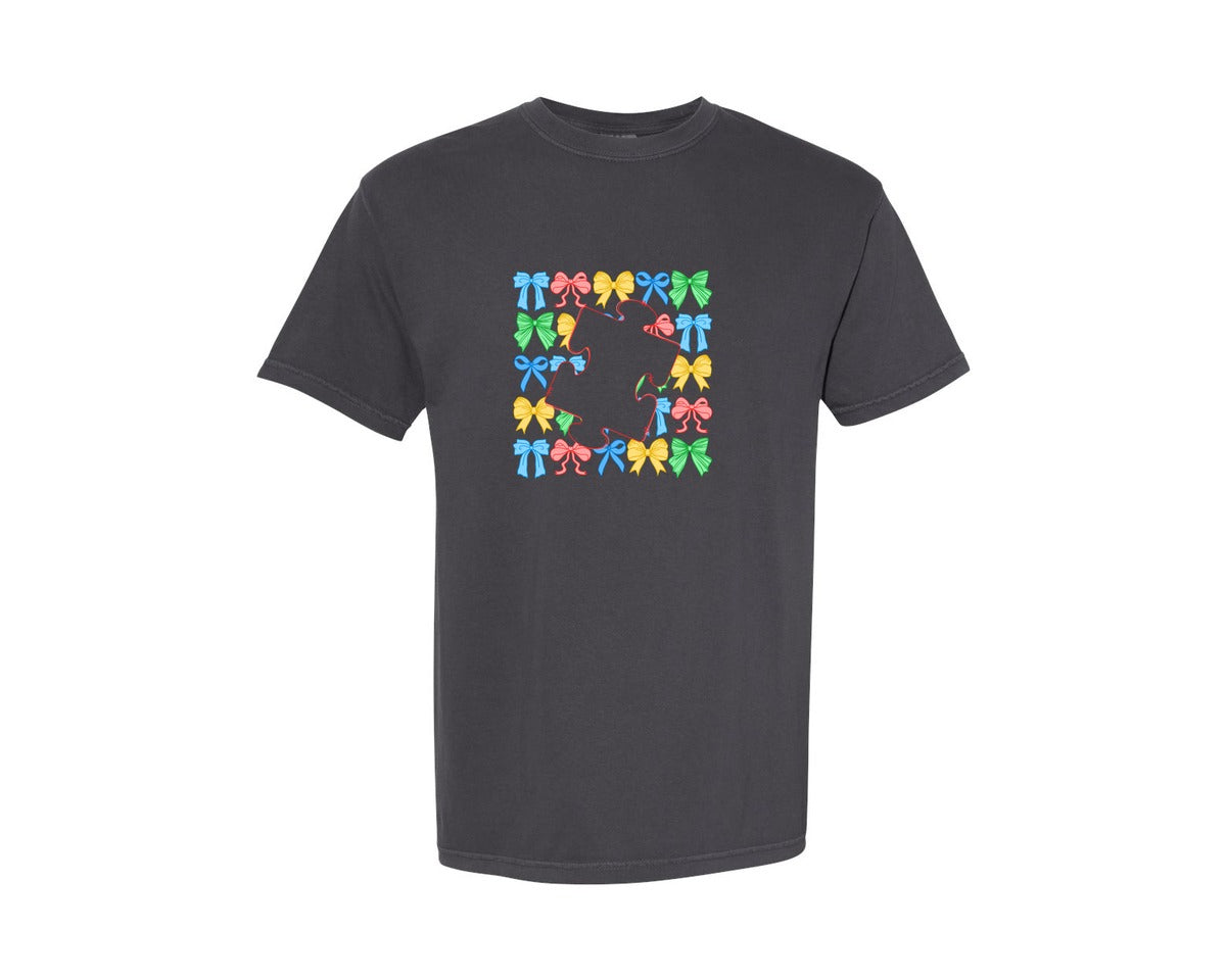brand:Comfort Colors|color:Graphite|Autism Coquette Preppy Autism Graphic T-Shirt