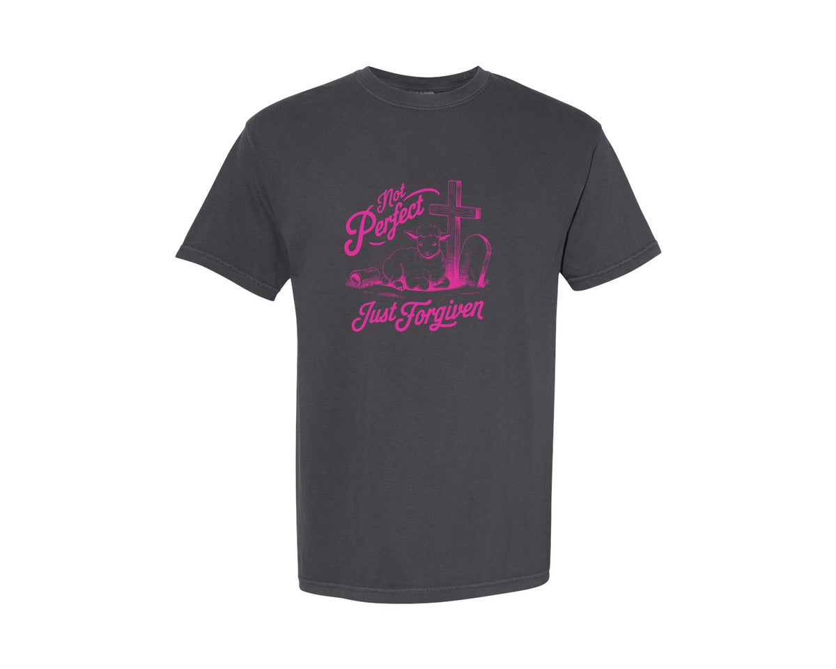 brand:Comfort Colors|color:Graphite|Not Perfect Just Forgiven Design 18 Graphic T-Shirt