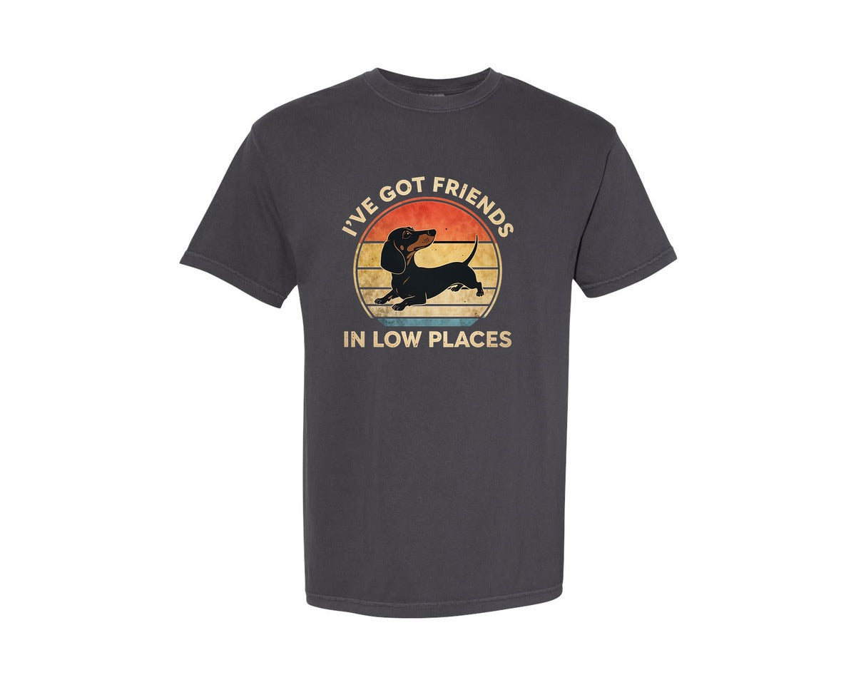 brand:Comfort Colors|color:Graphite|Dachshund Ive Got Friends In Low Places 2 Graphic T-Shirt