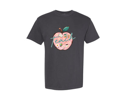 brand:Comfort Colors|color:Graphite|Teacher Flowers Teach Educator Graphic T-Shirt