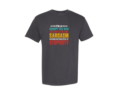 brand:Comfort Colors|color:Graphite|I Am A Grumpy Old Man My Level Of Sarcas 2 Graphic T-Shirt