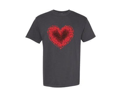 brand:Comfort Colors|color:Graphite|Valentine Heart Textured Design Dtf Graphic T-Shirt