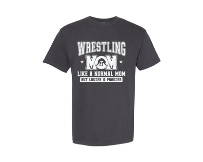 brand:Comfort Colors|color:Graphite|Wrestling Mom Funny Wrestling Mama Graphic T-Shirt