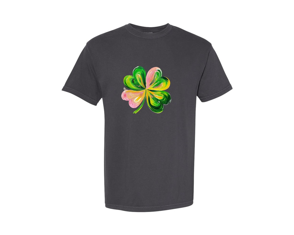 brand:Comfort Colors|color:Graphite|Brushstroke Shamrock Graphic T-Shirt