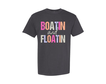 brand:Comfort Colors|color:Graphite|Boatin And Floatin Summer Lake 2 Graphic T-Shirt