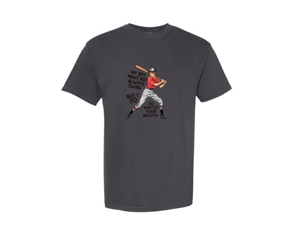 brand:Comfort Colors|color:Graphite|Baseball Mom Funny Softball 3 Graphic T-Shirt