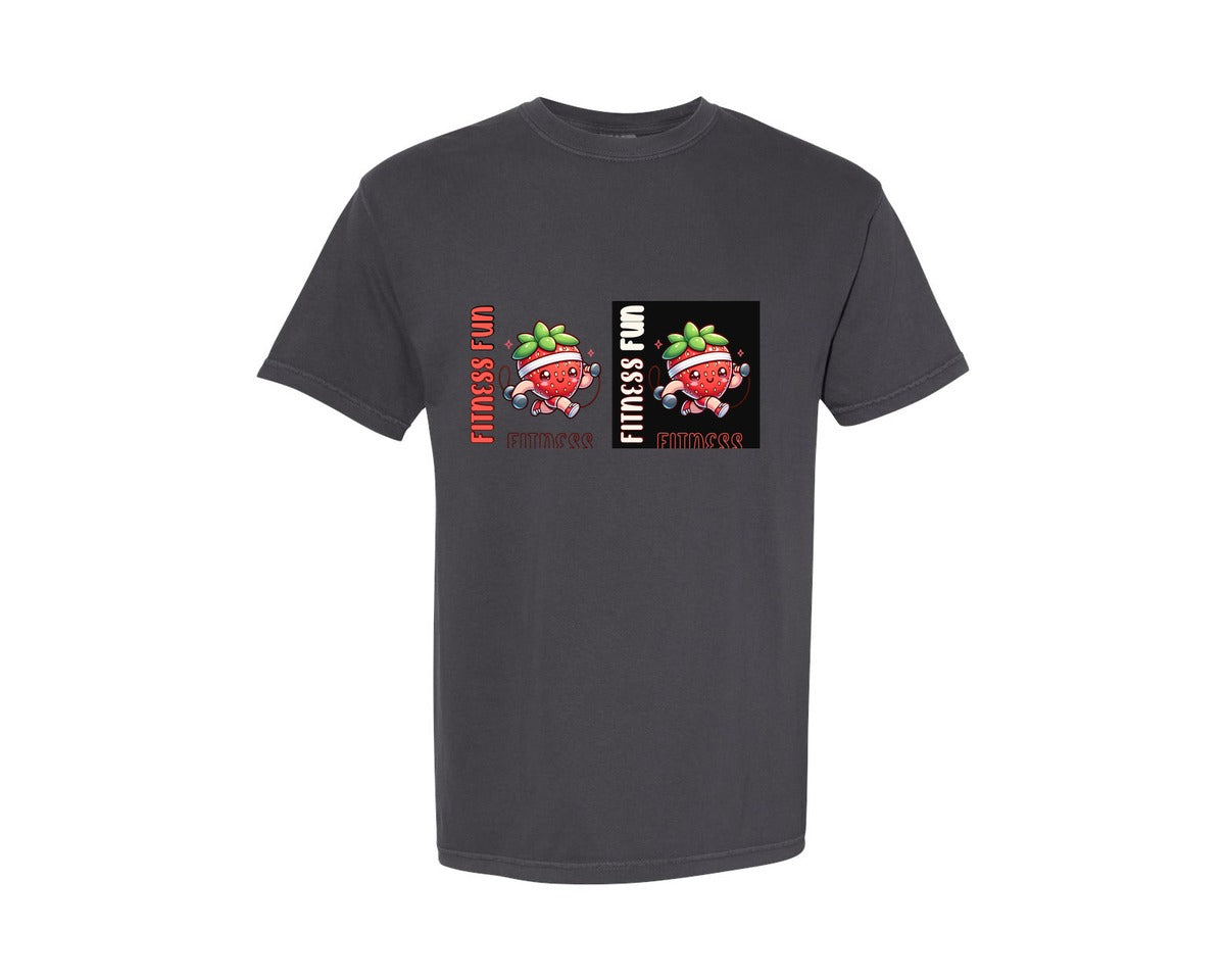 brand:Comfort Colors|color:Graphite|Fitness Fun Strawberry Graphic T-Shirt
