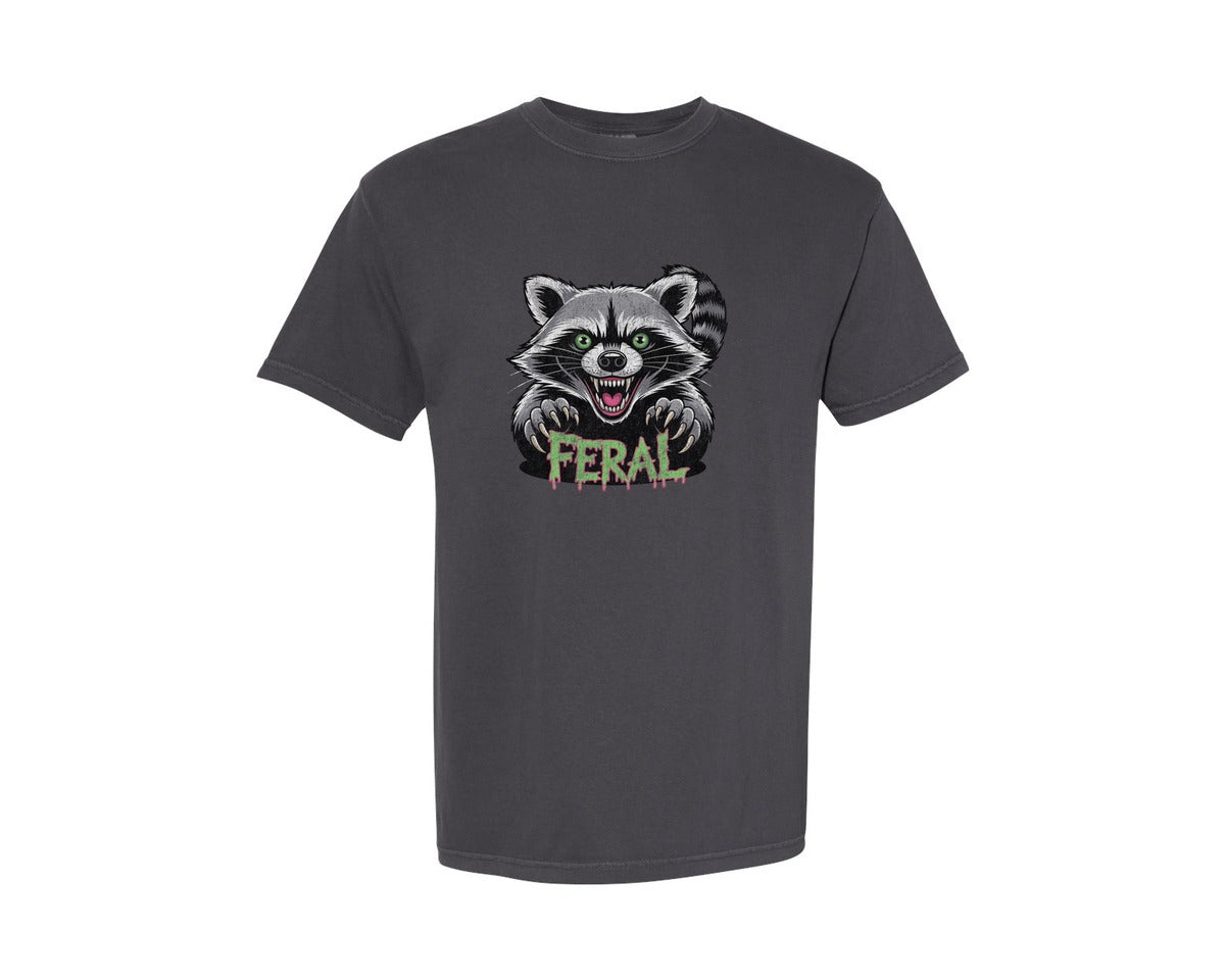 brand:Comfort Colors|color:Graphite|Raccoon Feral T Shirt Design Graphic T-Shirt