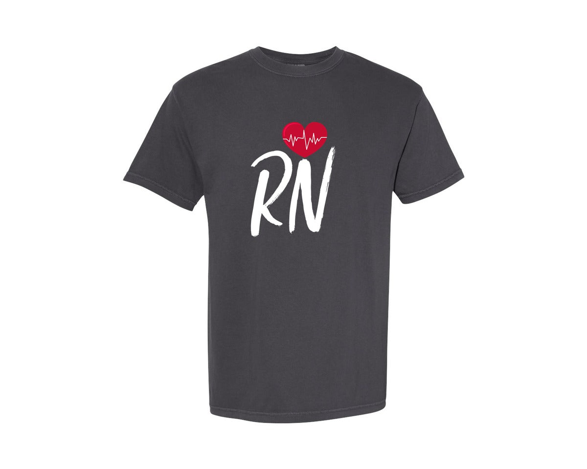brand:Comfort Colors|color:Graphite|Heartbeat Rn Nurse Cricut Files Graphic T-Shirt