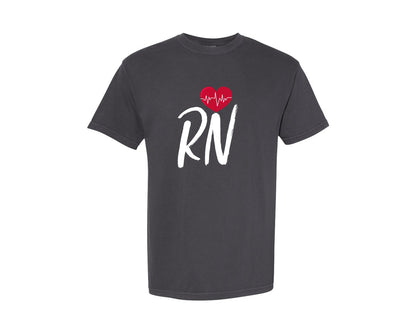 brand:Comfort Colors|color:Graphite|Heartbeat Rn Nurse Cricut Files Graphic T-Shirt