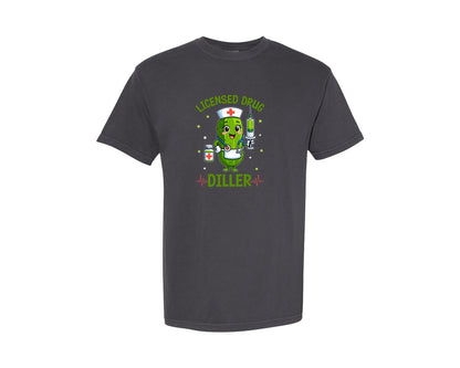 brand:Comfort Colors|color:Graphite|Funny Pickle Licensed Nurse T Shirt Graphic T-Shirt