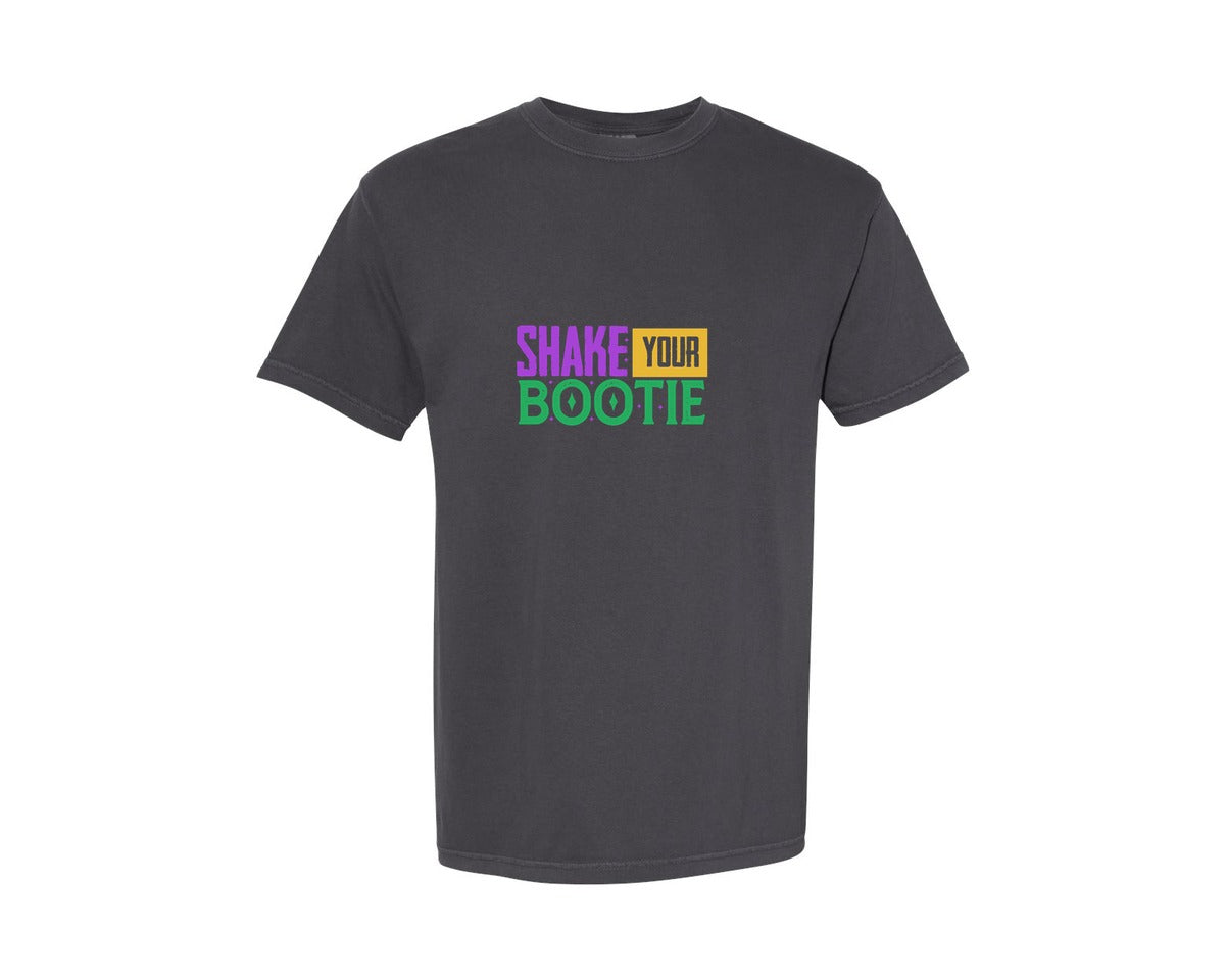 brand:Comfort Colors|color:Graphite|Shake Your Bootie Mardi Gras Graphic T-Shirt
