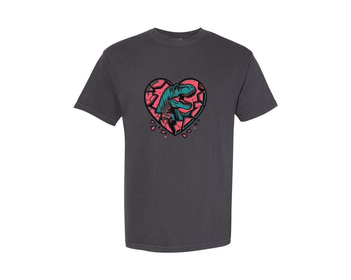 brand:Comfort Colors|color:Graphite|Dinosaur Valentine Valentines Graphic T-Shirt