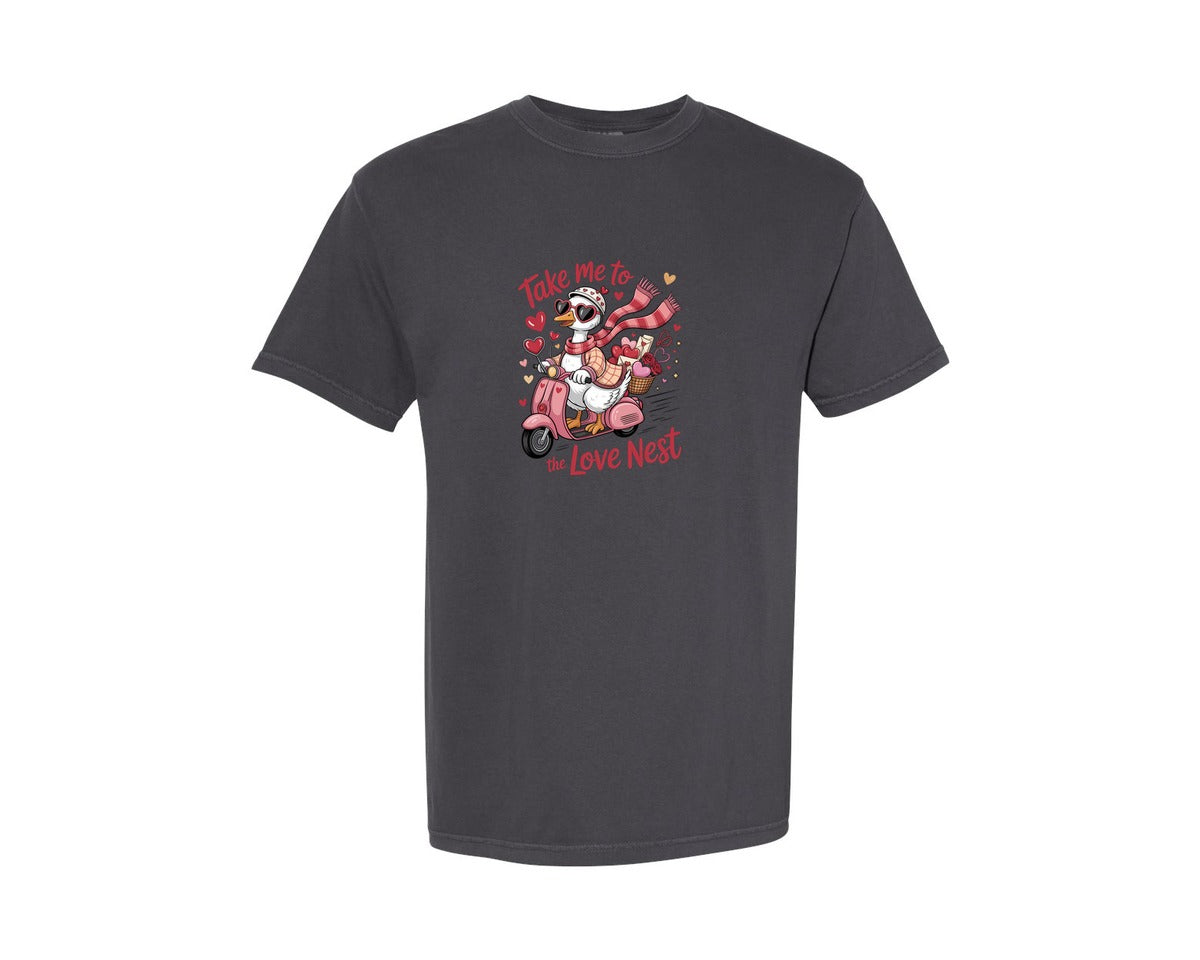 brand:Comfort Colors|color:Graphite|Funny Valentines Goose Graphic T-Shirt
