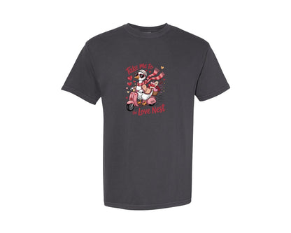brand:Comfort Colors|color:Graphite|Funny Valentines Goose Graphic T-Shirt