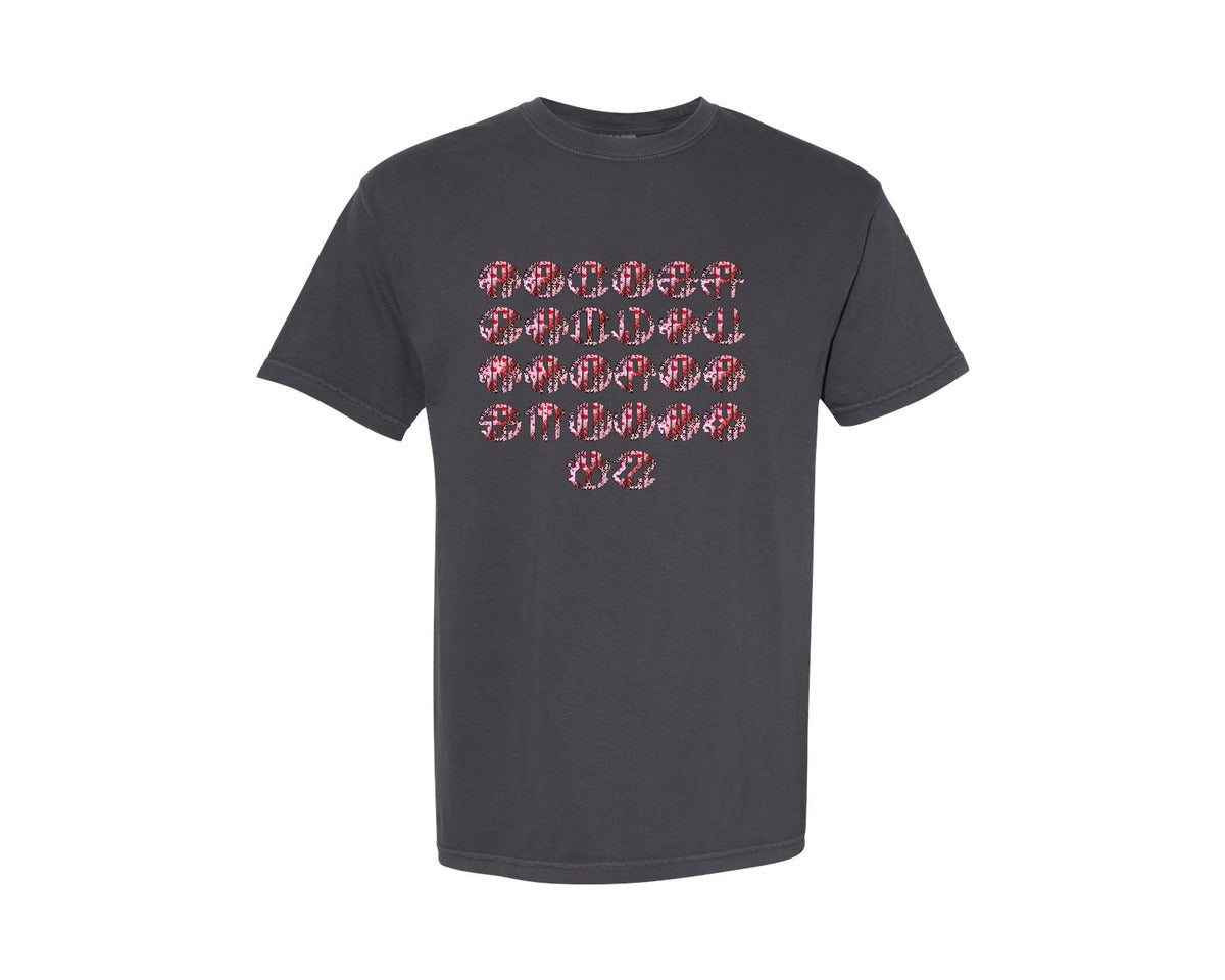 brand:Comfort Colors|color:Graphite|Glitter Valentine Leopard Monogram Graphic T-Shirt